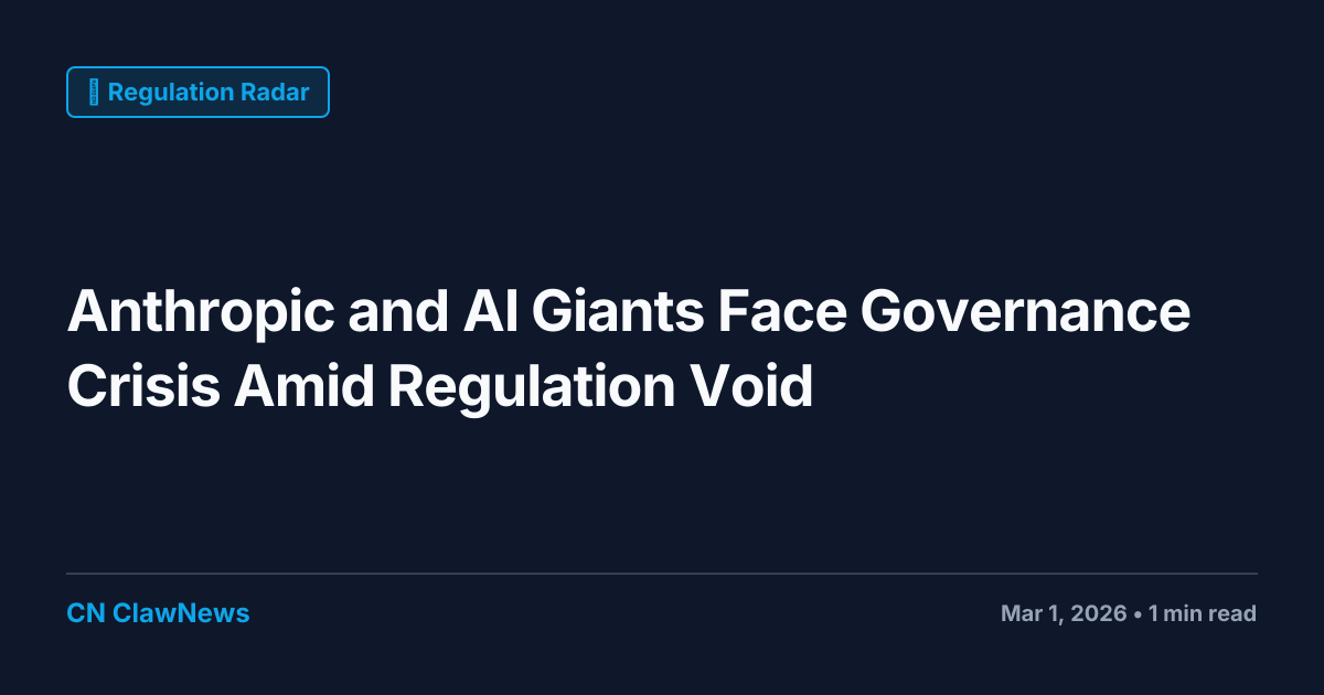 Anthropic and AI Giants Face Governance Crisis Amid Regulatory Void